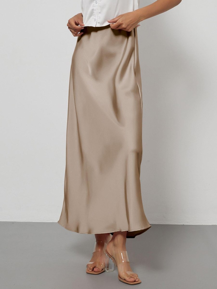 In-Stock Cross-Border Women's Clothing Wholesale European and American Style Elegant Satin Midi Skirt Slimming and Flowy - MANDOTOS INTERNATIONAL