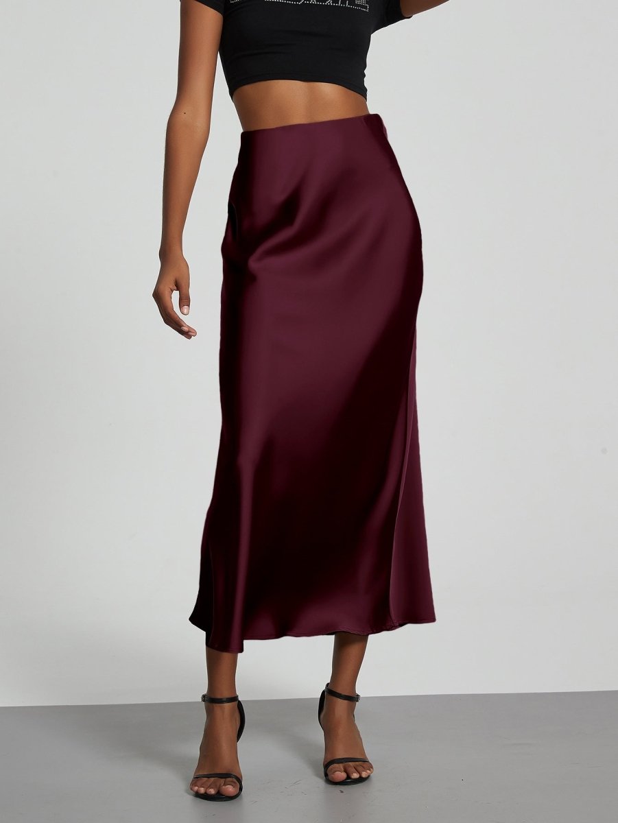 In-Stock Cross-Border Women's Clothing Wholesale European and American Style Elegant Satin Midi Skirt Slimming and Flowy - MANDOTOS INTERNATIONAL