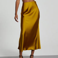 In-Stock Cross-Border Women's Clothing Wholesale European and American Style Elegant Satin Midi Skirt Slimming and Flowy - MANDOTOS INTERNATIONAL