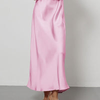 In-Stock Cross-Border Women's Clothing Wholesale European and American Style Elegant Satin Midi Skirt Slimming and Flowy - MANDOTOS INTERNATIONAL