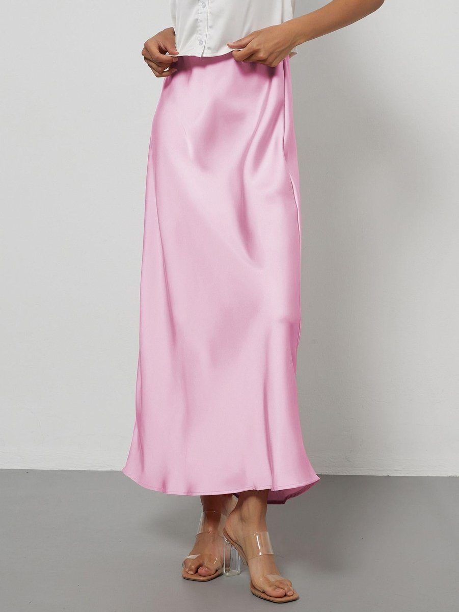 In-Stock Cross-Border Women's Clothing Wholesale European and American Style Elegant Satin Midi Skirt Slimming and Flowy - MANDOTOS INTERNATIONAL