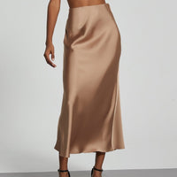 In-Stock Cross-Border Women's Clothing Wholesale European and American Style Elegant Satin Midi Skirt Slimming and Flowy - MANDOTOS INTERNATIONAL