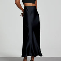 In-Stock Cross-Border Women's Clothing Wholesale European and American Style Elegant Satin Midi Skirt Slimming and Flowy - MANDOTOS INTERNATIONAL