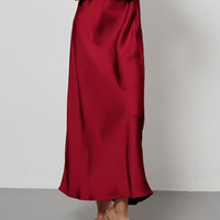 In-Stock Cross-Border Women's Clothing Wholesale European and American Style Elegant Satin Midi Skirt Slimming and Flowy - MANDOTOS INTERNATIONAL