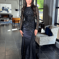 Isra Long Sleeve Sequin Embellished Jersey Modest Dress - MANDOTOS INTERNATIONALDresses
