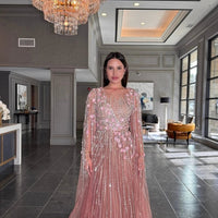 Inaya Long Drape Sleeves Beaded A-line Gown Iyza Belaar