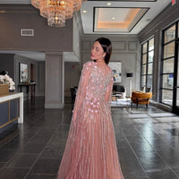 Inaya Long Drape Sleeves Beaded A-line Gown Iyza Belaar