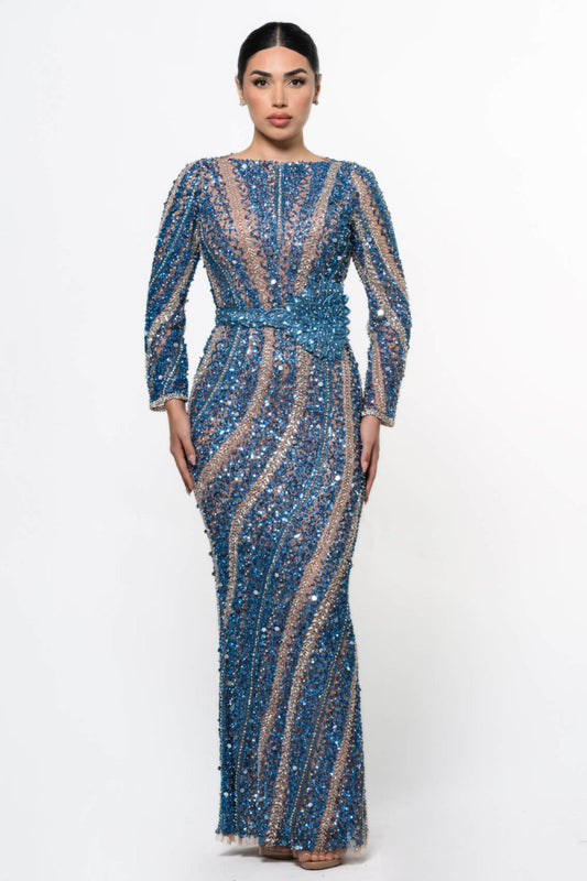 Mariam Long Sleeve Beaded Dress - MANDOTOS INTERNATIONALDresses