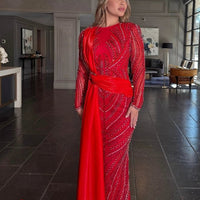 Ruba Sequin Modest Neckline with Long Side Organ Side Skirt Iyza Belaar