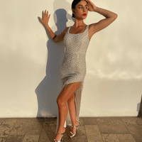 Angelina Embellished Pearl Beaded Dress - MANDOTOS INTERNATIONALLong Dress