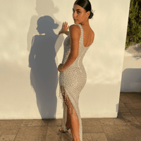 Angelina Embellished Pearl Beaded Dress - MANDOTOS INTERNATIONALLong Dress