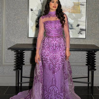 Deema High Neckline Tulle Embroidered Dress Iyza Belaar