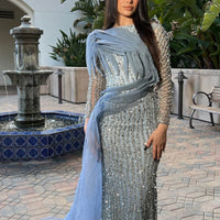 Imani Long Sleeve Side Skirt Dress - MANDOTOS INTERNATIONALLong Dress