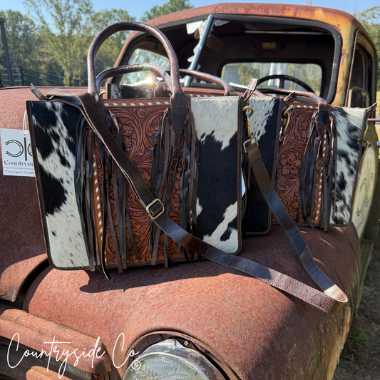 Jesse Conceal Carry Cowhide and Tooled Leather Handbag