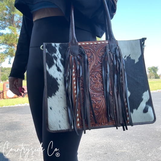 Jesse Conceal Carry Cowhide and Tooled Leather Handbag