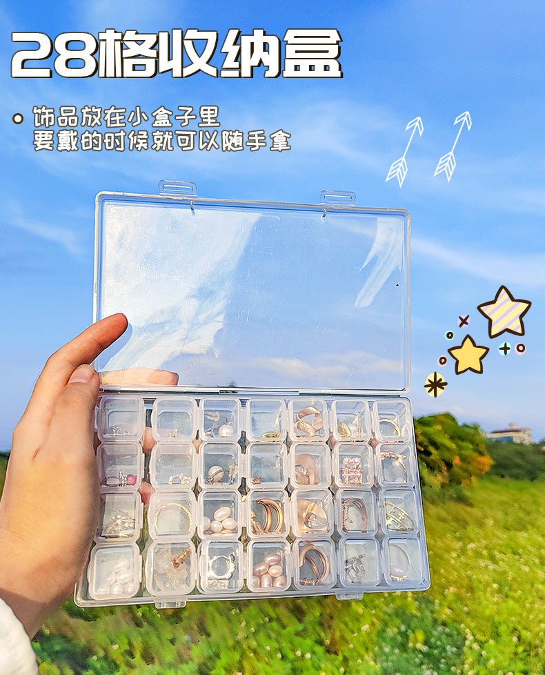 Jewelry Box Jewelry Storage Box Anti-oxidation Box Earrings Card Transparent Multi-compartment Portable Multifunctional Storage Box - MANDOTOS INTERNATIONAL