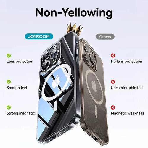 Joyroom Magnetic Case For iPhone 16 15 Pro Max Case Anti Yellow Transparent Cover For iPhone 16 Pro Wireless Charger Thin Cover - MANDOTOS