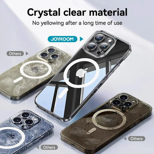 Joyroom Magnetic Case For iPhone 16 15 Pro Max Case Anti Yellow Transparent Cover For iPhone 16 Pro Wireless Charger Thin Cover - MANDOTOS