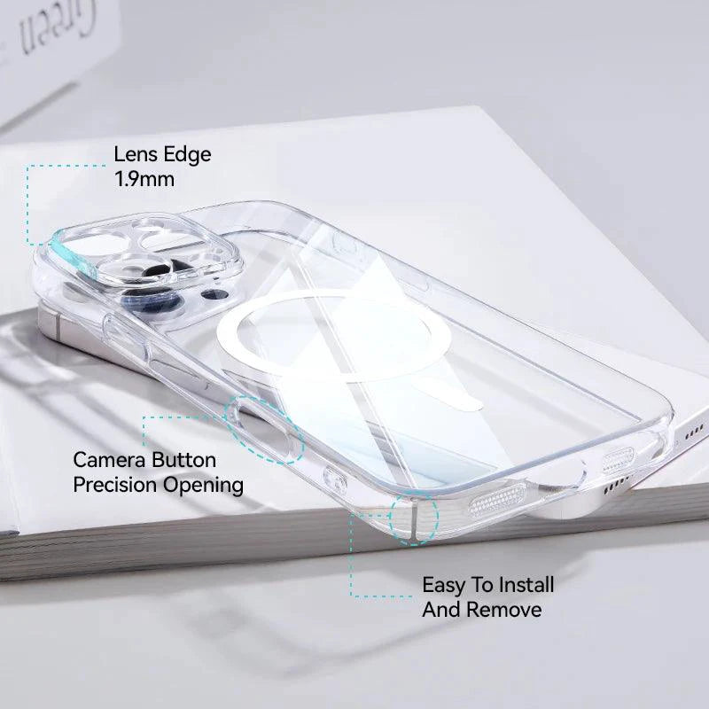 Joyroom Magnetic Case For iPhone 16 15 Pro Max Case Anti Yellow Transparent Cover For iPhone 16 Pro Wireless Charger Thin Cover - MANDOTOS
