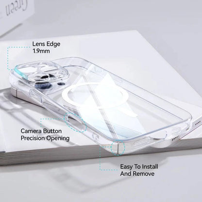 Joyroom Magnetic Case For iPhone 16 15 Pro Max Case Anti Yellow Transparent Cover For iPhone 16 Pro Wireless Charger Thin Cover - MANDOTOS