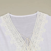 JSN9202262 2024 New Arrival Hot Selling Lace Bikini Cover up V Neck Solid Color High Quality Blouse for Girl - MANDOTOS INTERNATIONAL