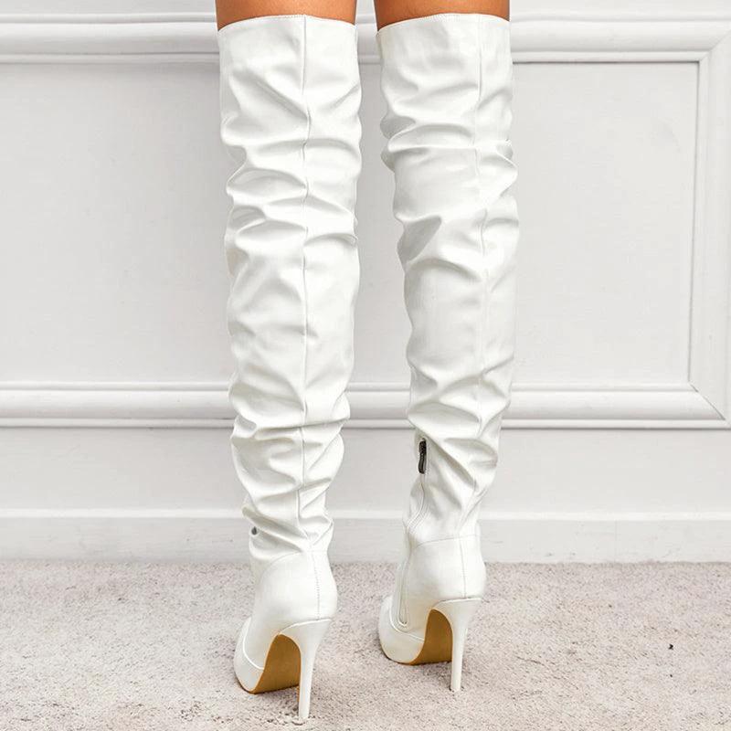 Knee High Long Boots Women Fashion Super High Heel Party Shoes - MANDOTOS