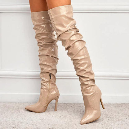 Knee High Long Boots Women Fashion Super High Heel Party Shoes - MANDOTOS