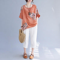 Korean Cotton Hemp Fat Mm Half Sleeve Top Summer - MANDOTOS
