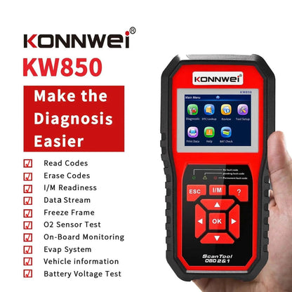 KW850 OBD2 CAN BUS Code Reader car engine fault code detector scanner - MANDOTOS
