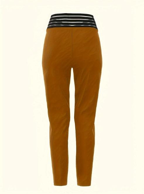 Ladies' Solid Color Hollow High Waist Fashionable Slimming Casual Pants - MANDOTOS