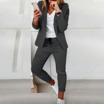 Lapel Blazer & Drawstring Trousers OL Suit – 12 Colors XS–3XL - MANDOTOS INTERNATIONALTwo-Piece Set