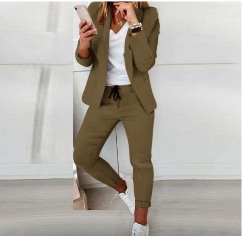 Lapel Blazer & Drawstring Trousers OL Suit – 12 Colors XS–3XL - MANDOTOS INTERNATIONALTwo-Piece Set