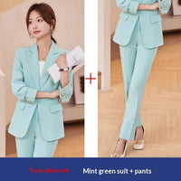Lapel Button-Down Blazer & Straight-Leg Trousers Suit - MANDOTOS INTERNATIONALTwo-Piece Set