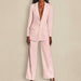 Lapel Button-Down Blazer & Straight-Leg Trousers Suit - MANDOTOS INTERNATIONALTwo-Piece Set
