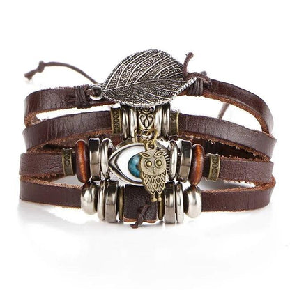 Layered Leather Charm Bracelet - MANDOTOS