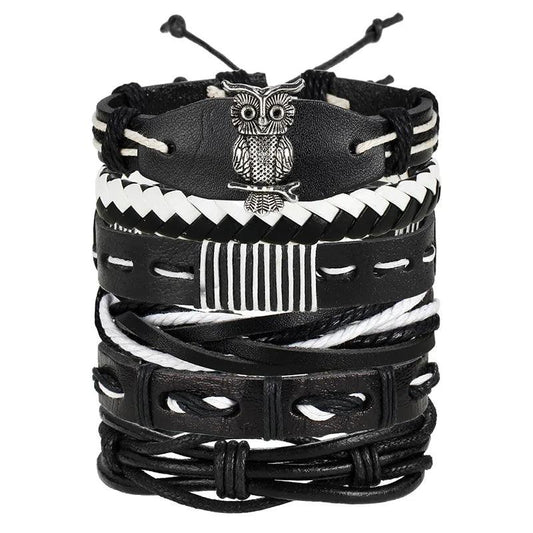 Layered Leather Charm Bracelet - MANDOTOS