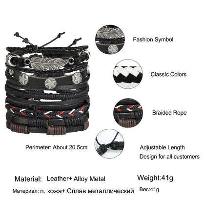 Layered Leather Charm Bracelet - MANDOTOS