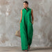 Linen Blend Sleeveless Stand-Collar Jumpsuit – 5 Colors S–3XL - MANDOTOS INTERNATIONALJumpsuits
