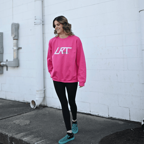 Adult Little Rad Things winged logo crew sweatshirt, casual shirt with graphic design, soft fabric and comfortable fit.