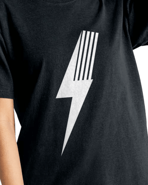 Black adult Spark Tee T-shirt by Little Rad Things featuring a colorful spark design on the front.