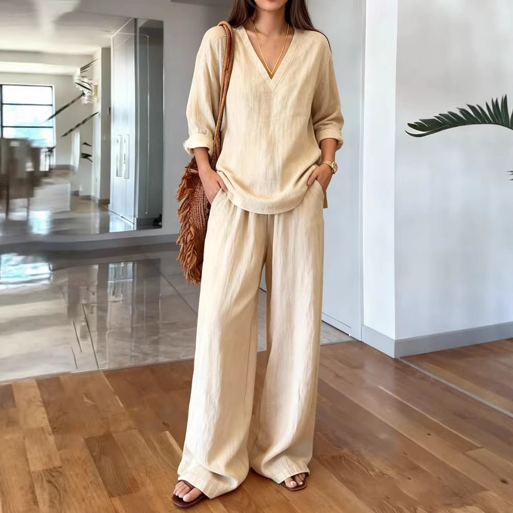 Long Sleeve Top & Full-Length Pants Two-Piece Set – 9 Colors S–3XL - MANDOTOS INTERNATIONALTwo-Piece Set