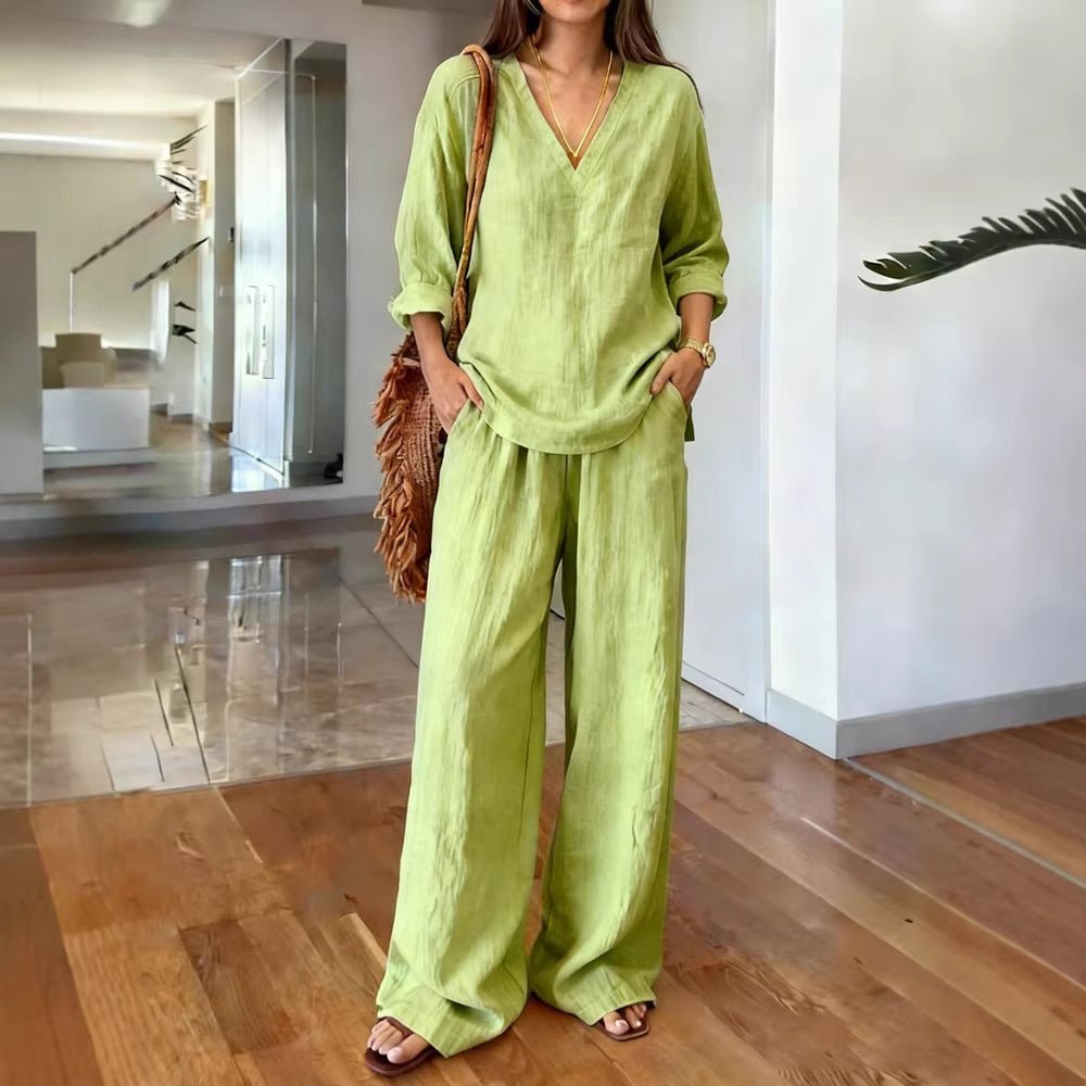 Long Sleeve Top & Full-Length Pants Two-Piece Set – 9 Colors S–3XL - MANDOTOS INTERNATIONALTwo-Piece Set