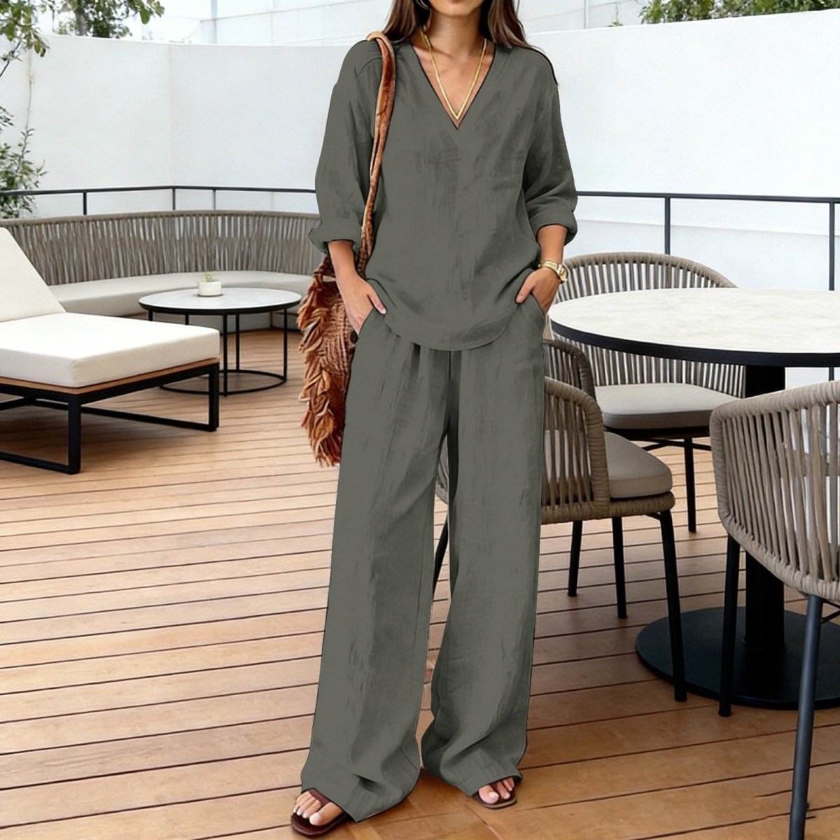 Long Sleeve Top & Full-Length Pants Two-Piece Set – 9 Colors S–3XL - MANDOTOS INTERNATIONALTwo-Piece Set