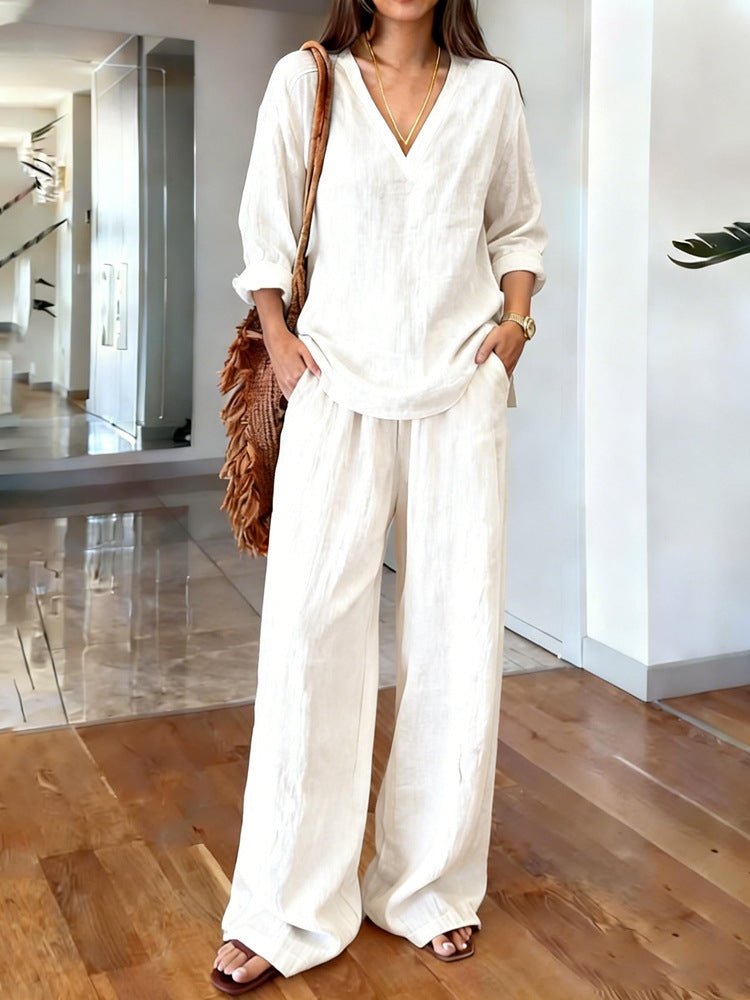 Long Sleeve Top & Full-Length Pants Two-Piece Set – 9 Colors S–3XL - MANDOTOS INTERNATIONALTwo-Piece Set