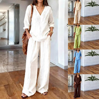 Long Sleeve Top & Full-Length Pants Two-Piece Set – 9 Colors S–3XL - MANDOTOS INTERNATIONALTwo-Piece Set