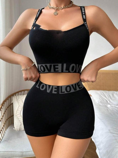 LOVE Letter Waist Head Camisole Women's Boyshorts - MANDOTOS