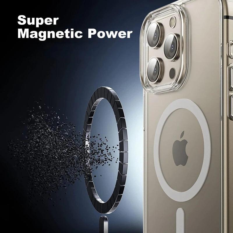 Magnetic Clear Case for iPhone 16 15 14 13 11 12 Pro Max Plus Transparent Case Wireless Charging Cover Compatible With Magsafe - MANDOTOS