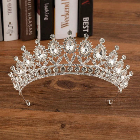 Elegant bridal crown from MANDOTOS featuring alloy and diamond accents, perfect for wedding and fashion headdresses.