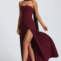 Cherry Lacquer Maliyah Maxi Dress with Chiffon Skirt & Scarf - MANDOTOS