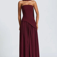 Cherry Lacquer Maliyah Maxi Dress with Chiffon Skirt & Scarf - MANDOTOS